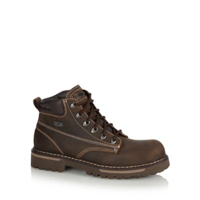 Skechers Big and tall dark brown 'bully ii' leather work boots